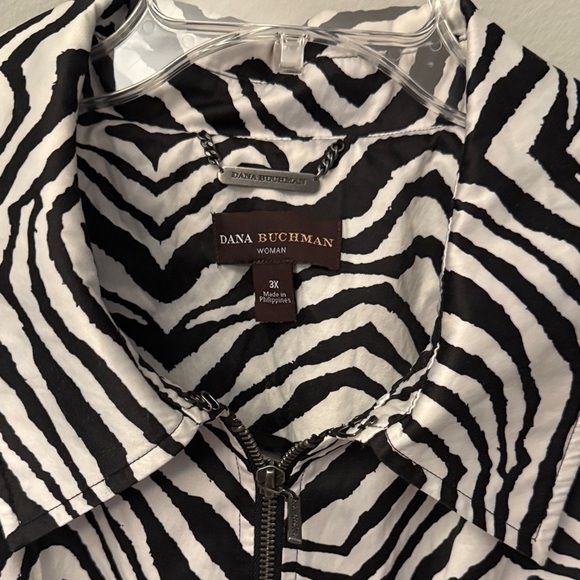 Dana Buchman Black and White Animal Zebra Print Jacket 3X - Picture 2 of 4